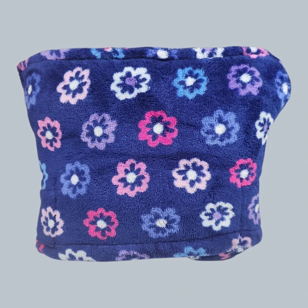 Vera Bradley Travel Pillow Blanket Fleece Foldable Floral Blue Pink Sleeve